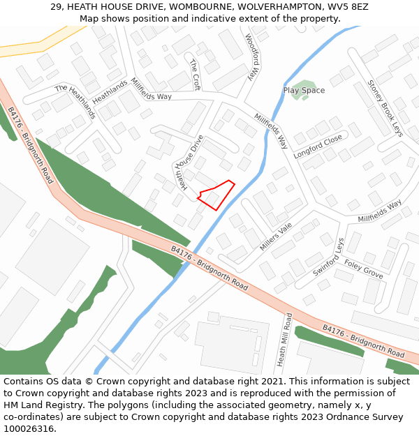 29, HEATH HOUSE DRIVE, WOMBOURNE, WOLVERHAMPTON, WV5 8EZ: Location map and indicative extent of plot