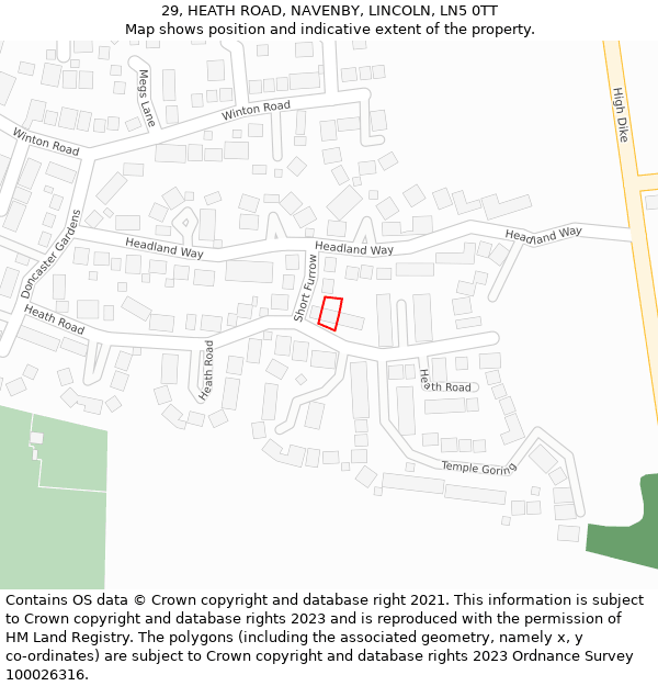 29, HEATH ROAD, NAVENBY, LINCOLN, LN5 0TT: Location map and indicative extent of plot