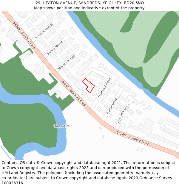 29, HEATON AVENUE, SANDBEDS, KEIGHLEY, BD20 5NQ: Location map and indicative extent of plot