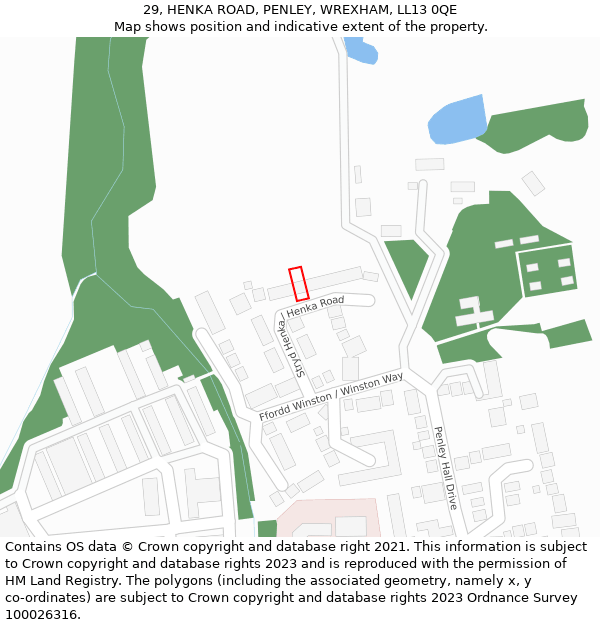 29, HENKA ROAD, PENLEY, WREXHAM, LL13 0QE: Location map and indicative extent of plot