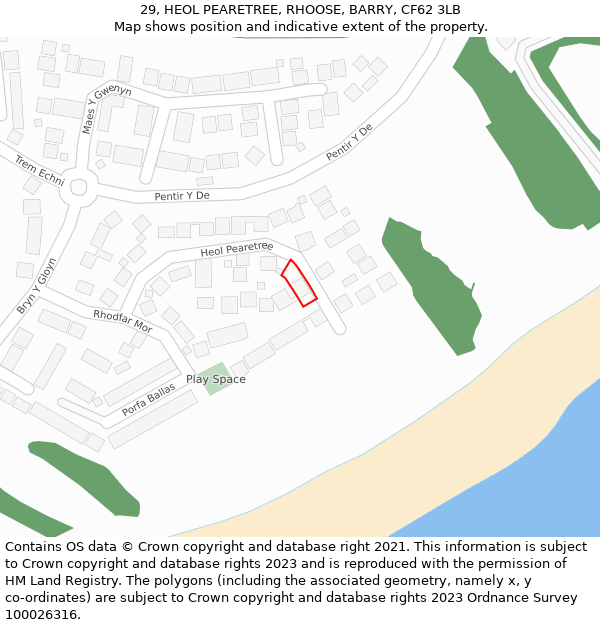 29, HEOL PEARETREE, RHOOSE, BARRY, CF62 3LB: Location map and indicative extent of plot