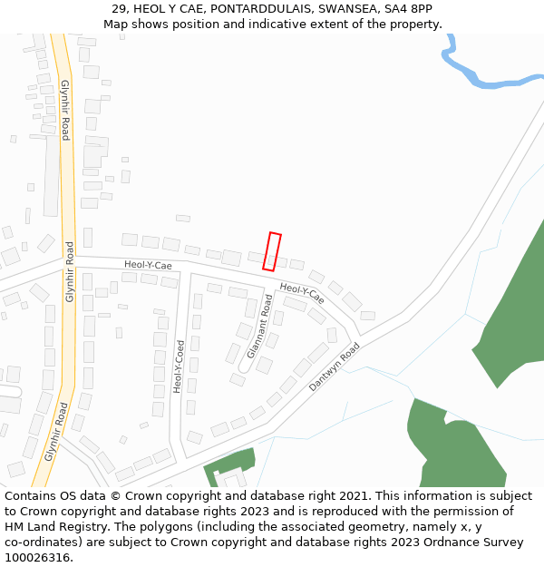 29, HEOL Y CAE, PONTARDDULAIS, SWANSEA, SA4 8PP: Location map and indicative extent of plot