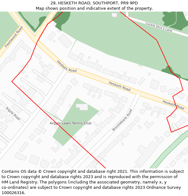 29, HESKETH ROAD, SOUTHPORT, PR9 9PD: Location map and indicative extent of plot