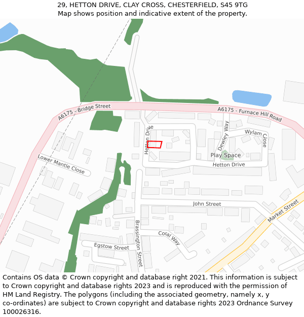 29, HETTON DRIVE, CLAY CROSS, CHESTERFIELD, S45 9TG: Location map and indicative extent of plot