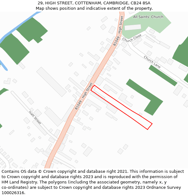 29, HIGH STREET, COTTENHAM, CAMBRIDGE, CB24 8SA: Location map and indicative extent of plot