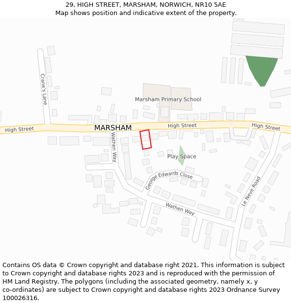 29, HIGH STREET, MARSHAM, NORWICH, NR10 5AE: Location map and indicative extent of plot