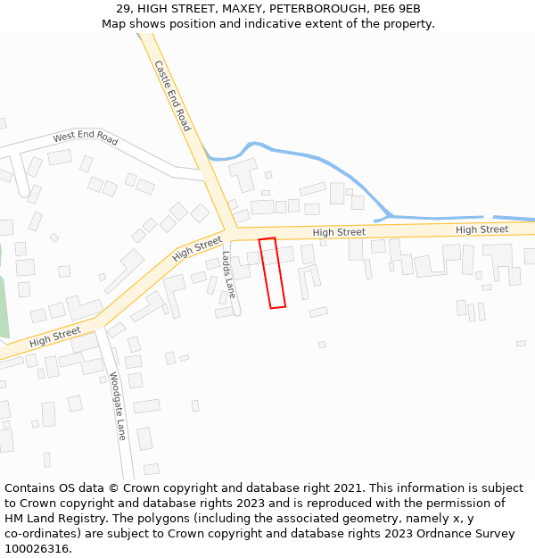 29, HIGH STREET, MAXEY, PETERBOROUGH, PE6 9EB: Location map and indicative extent of plot