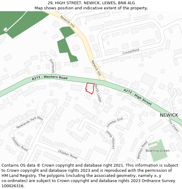 29, HIGH STREET, NEWICK, LEWES, BN8 4LG: Location map and indicative extent of plot
