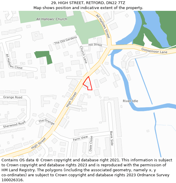 29, HIGH STREET, RETFORD, DN22 7TZ: Location map and indicative extent of plot