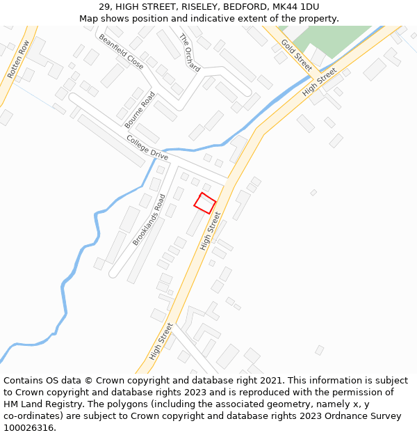 29, HIGH STREET, RISELEY, BEDFORD, MK44 1DU: Location map and indicative extent of plot