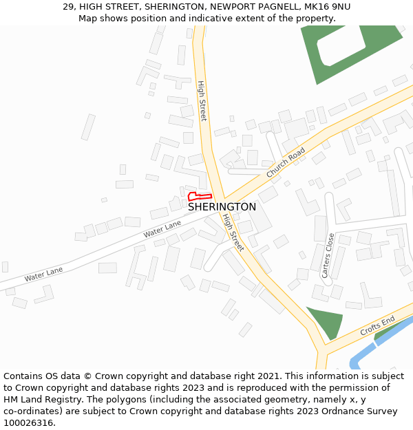 29, HIGH STREET, SHERINGTON, NEWPORT PAGNELL, MK16 9NU: Location map and indicative extent of plot