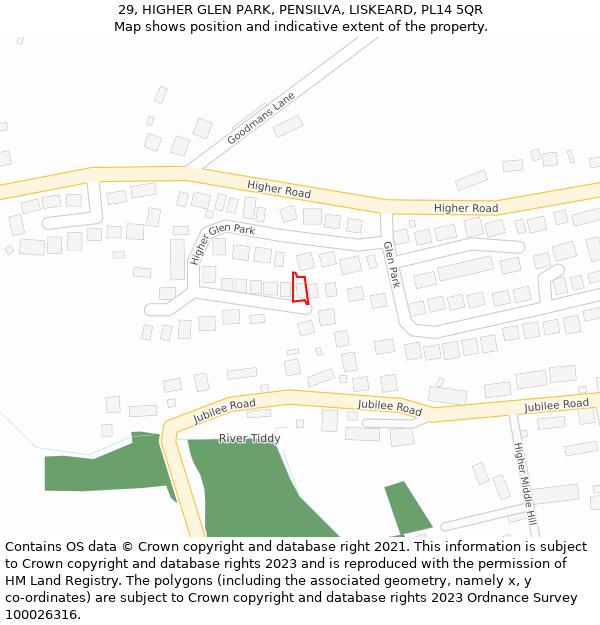 29, HIGHER GLEN PARK, PENSILVA, LISKEARD, PL14 5QR: Location map and indicative extent of plot