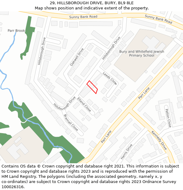 29, HILLSBOROUGH DRIVE, BURY, BL9 8LE: Location map and indicative extent of plot
