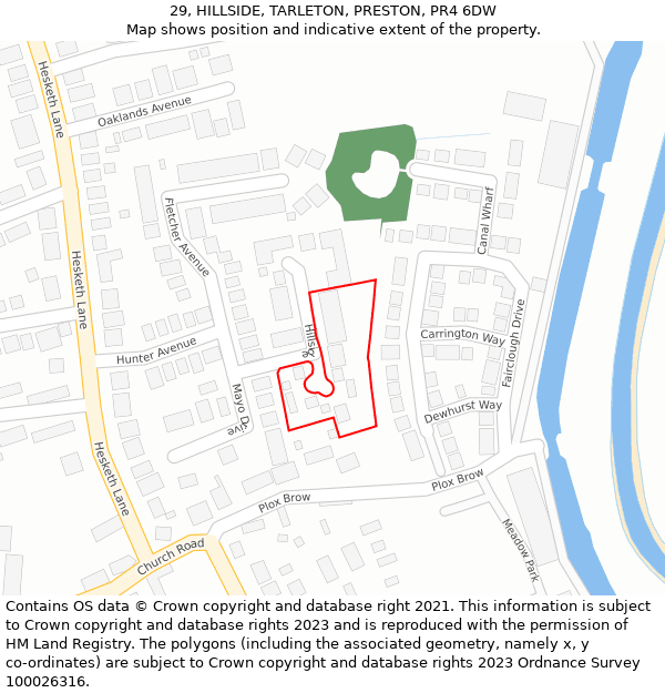 29, HILLSIDE, TARLETON, PRESTON, PR4 6DW: Location map and indicative extent of plot