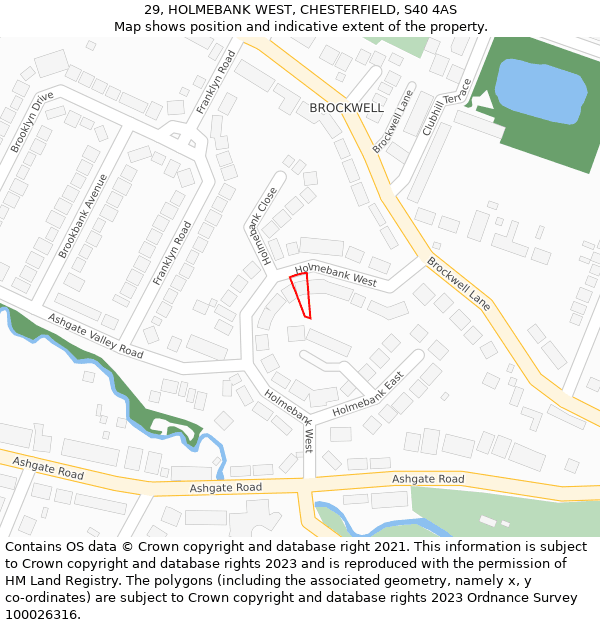 29, HOLMEBANK WEST, CHESTERFIELD, S40 4AS: Location map and indicative extent of plot