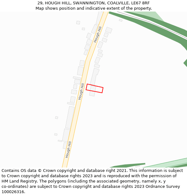 29, HOUGH HILL, SWANNINGTON, COALVILLE, LE67 8RF: Location map and indicative extent of plot