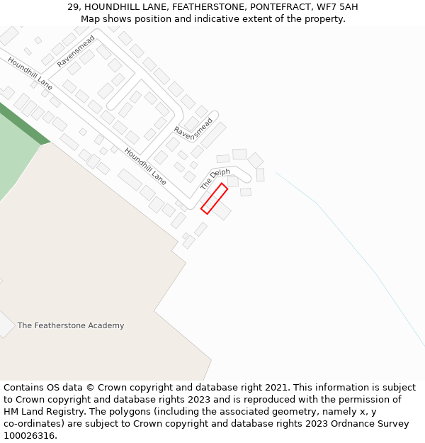 29, HOUNDHILL LANE, FEATHERSTONE, PONTEFRACT, WF7 5AH: Location map and indicative extent of plot