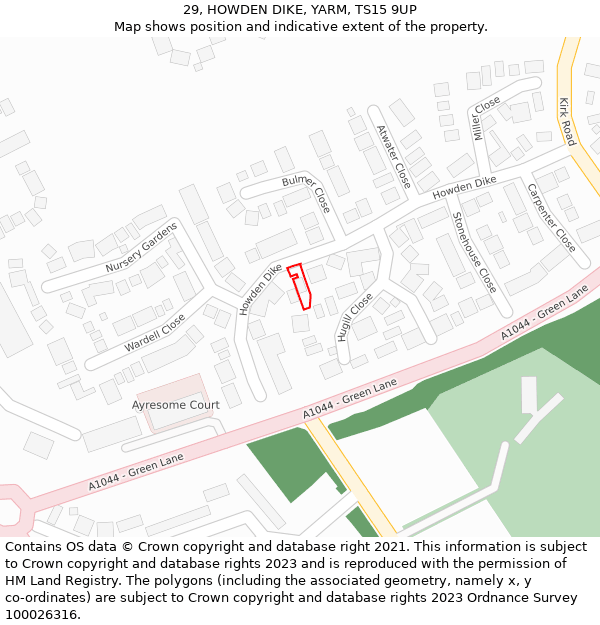 29, HOWDEN DIKE, YARM, TS15 9UP: Location map and indicative extent of plot