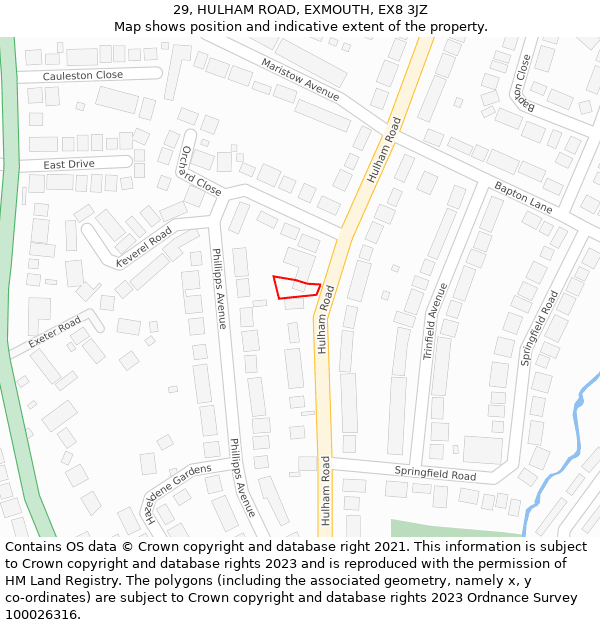 29, HULHAM ROAD, EXMOUTH, EX8 3JZ: Location map and indicative extent of plot