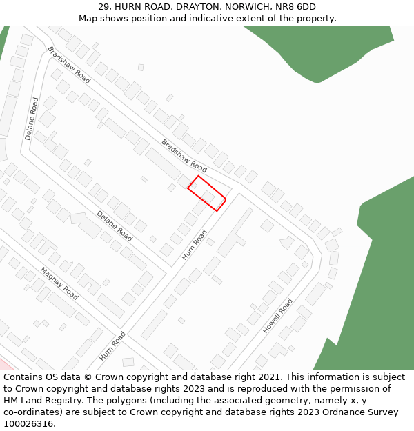 29, HURN ROAD, DRAYTON, NORWICH, NR8 6DD: Location map and indicative extent of plot