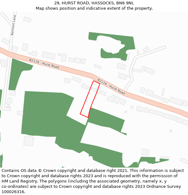 29, HURST ROAD, HASSOCKS, BN6 9NL: Location map and indicative extent of plot
