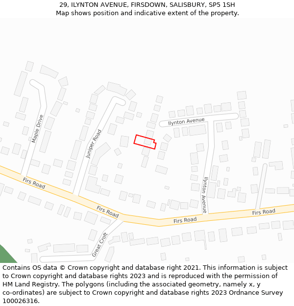 29, ILYNTON AVENUE, FIRSDOWN, SALISBURY, SP5 1SH: Location map and indicative extent of plot