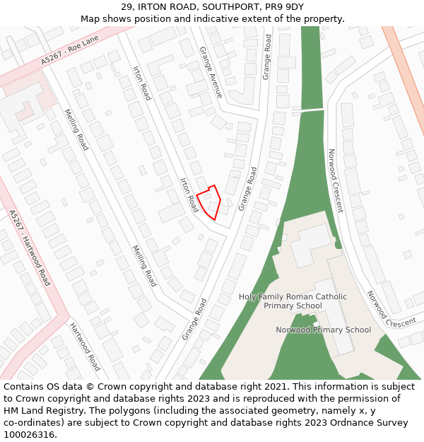 29, IRTON ROAD, SOUTHPORT, PR9 9DY: Location map and indicative extent of plot