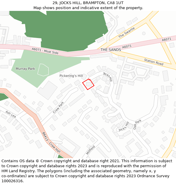 29, JOCKS HILL, BRAMPTON, CA8 1UT: Location map and indicative extent of plot