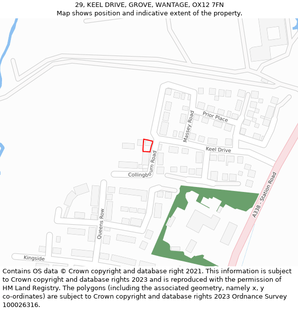 29, KEEL DRIVE, GROVE, WANTAGE, OX12 7FN: Location map and indicative extent of plot