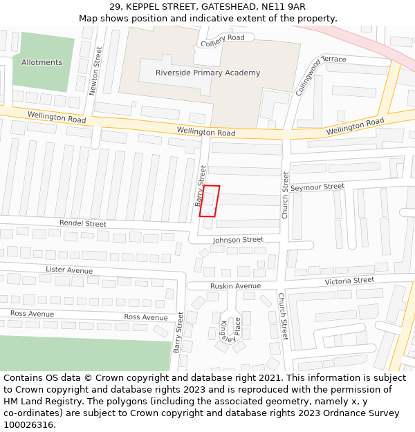 29, KEPPEL STREET, GATESHEAD, NE11 9AR: Location map and indicative extent of plot