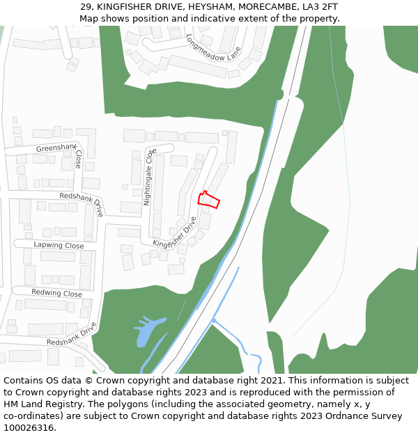 29, KINGFISHER DRIVE, HEYSHAM, MORECAMBE, LA3 2FT: Location map and indicative extent of plot