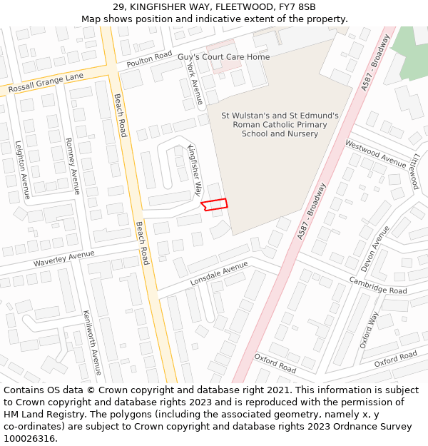 29, KINGFISHER WAY, FLEETWOOD, FY7 8SB: Location map and indicative extent of plot