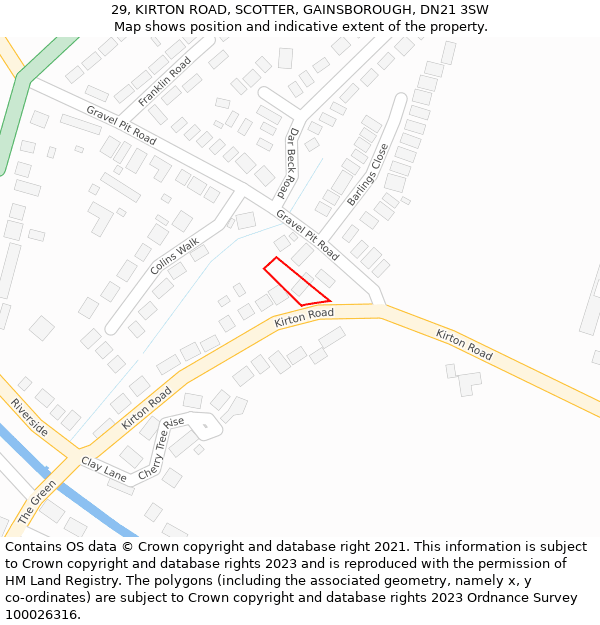 29, KIRTON ROAD, SCOTTER, GAINSBOROUGH, DN21 3SW: Location map and indicative extent of plot