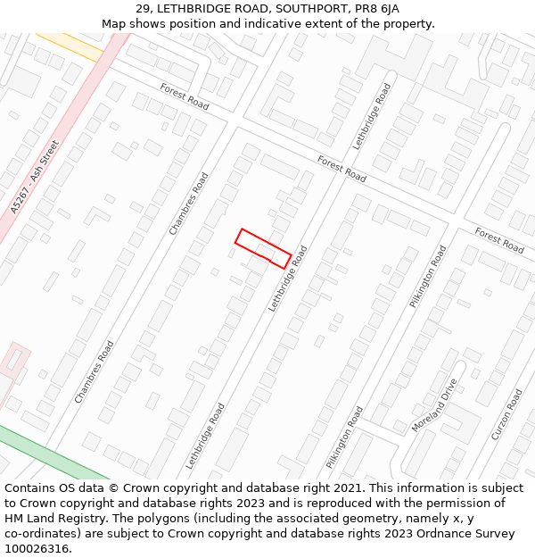 29, LETHBRIDGE ROAD, SOUTHPORT, PR8 6JA: Location map and indicative extent of plot