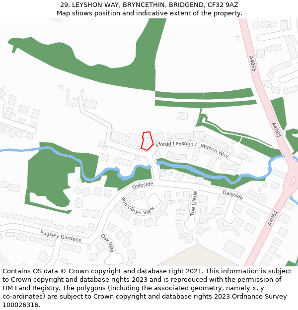 29, LEYSHON WAY, BRYNCETHIN, BRIDGEND, CF32 9AZ: Location map and indicative extent of plot