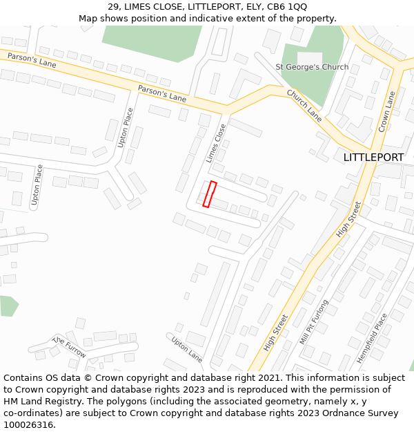 29, LIMES CLOSE, LITTLEPORT, ELY, CB6 1QQ: Location map and indicative extent of plot