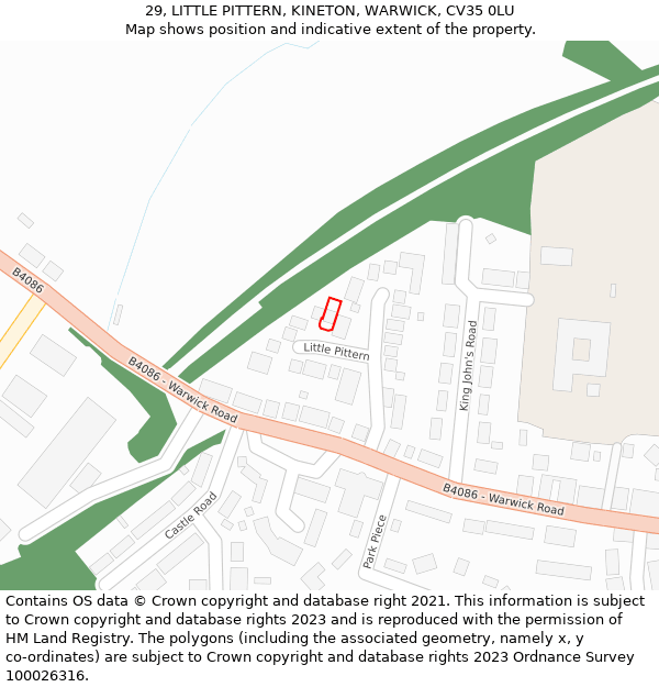 29, LITTLE PITTERN, KINETON, WARWICK, CV35 0LU: Location map and indicative extent of plot