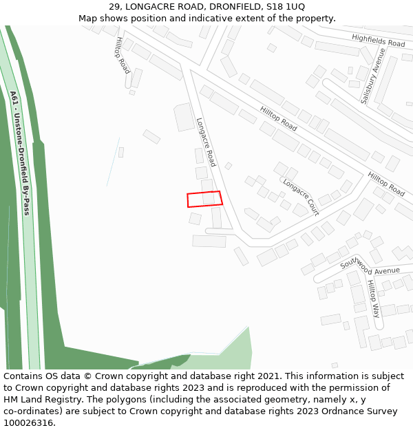 29, LONGACRE ROAD, DRONFIELD, S18 1UQ: Location map and indicative extent of plot