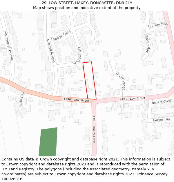 29, LOW STREET, HAXEY, DONCASTER, DN9 2LA: Location map and indicative extent of plot