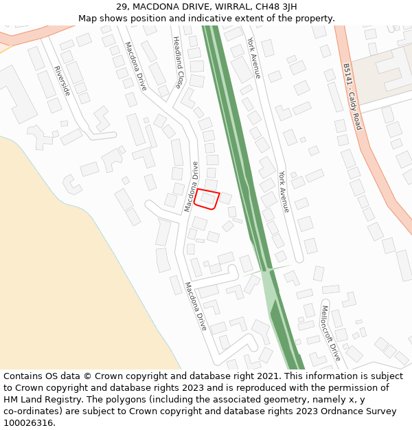 29, MACDONA DRIVE, WIRRAL, CH48 3JH: Location map and indicative extent of plot