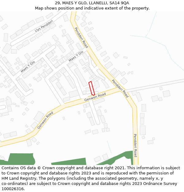 29, MAES Y GLO, LLANELLI, SA14 9QA: Location map and indicative extent of plot