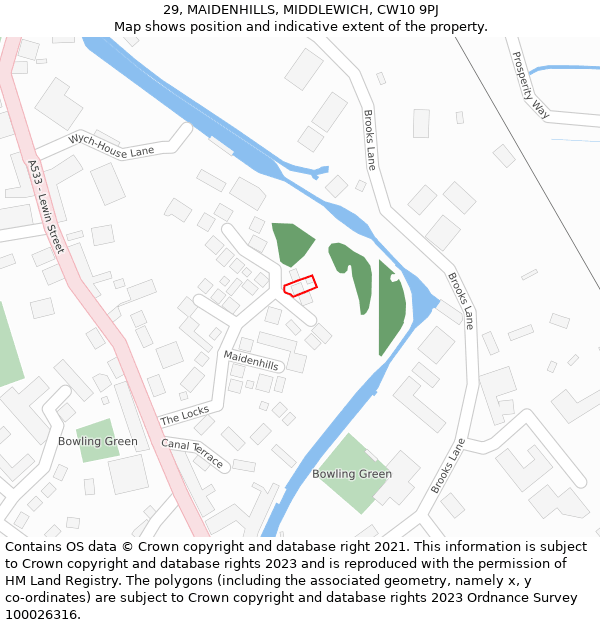 29, MAIDENHILLS, MIDDLEWICH, CW10 9PJ: Location map and indicative extent of plot