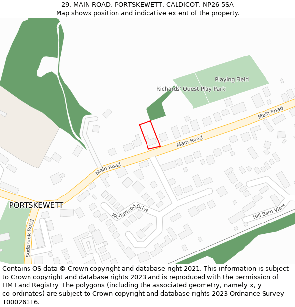 29, MAIN ROAD, PORTSKEWETT, CALDICOT, NP26 5SA: Location map and indicative extent of plot