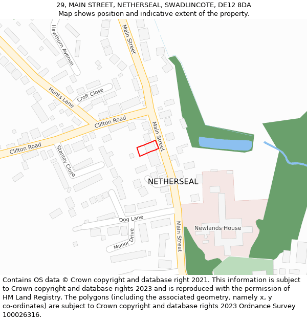 29, MAIN STREET, NETHERSEAL, SWADLINCOTE, DE12 8DA: Location map and indicative extent of plot