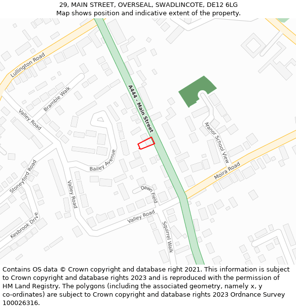 29, MAIN STREET, OVERSEAL, SWADLINCOTE, DE12 6LG: Location map and indicative extent of plot