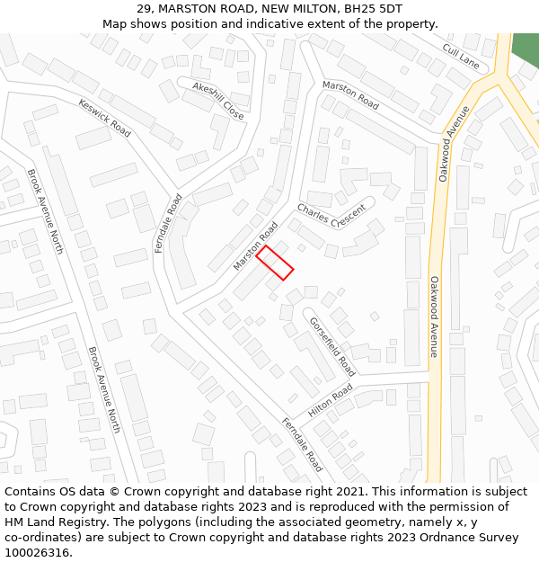 29, MARSTON ROAD, NEW MILTON, BH25 5DT: Location map and indicative extent of plot