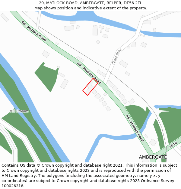 29, MATLOCK ROAD, AMBERGATE, BELPER, DE56 2EL: Location map and indicative extent of plot