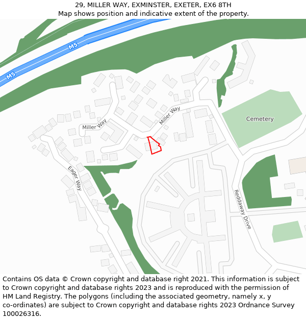 29, MILLER WAY, EXMINSTER, EXETER, EX6 8TH: Location map and indicative extent of plot