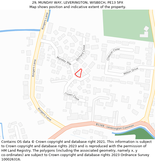 29, MUNDAY WAY, LEVERINGTON, WISBECH, PE13 5PX: Location map and indicative extent of plot