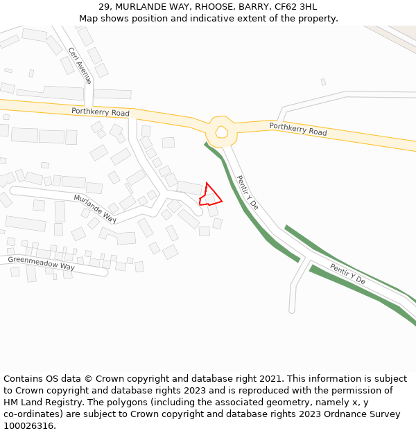 29, MURLANDE WAY, RHOOSE, BARRY, CF62 3HL: Location map and indicative extent of plot